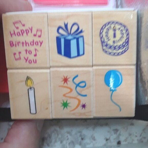 Country Hearts Rubber Stamp Set + Happy Birthday Stamp Set +2 Ink Pads Vintage - Picture 3 of 10